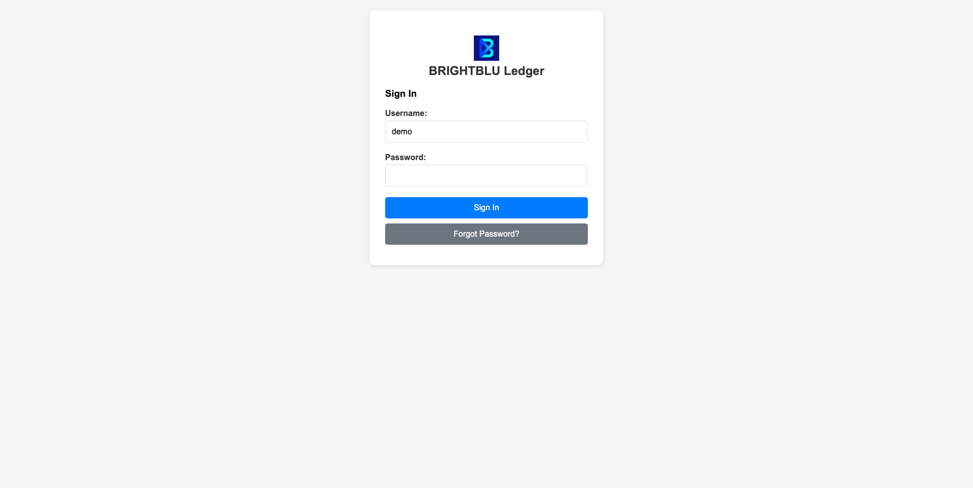 Sign In — name and password, with a Forgot Password? option